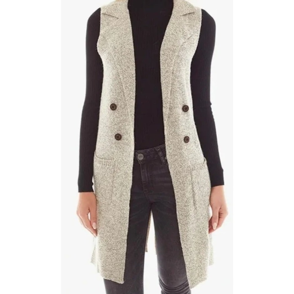 Love‎ Tree Women's Sleeveless Open Front Long Vest Sandstone Medium
